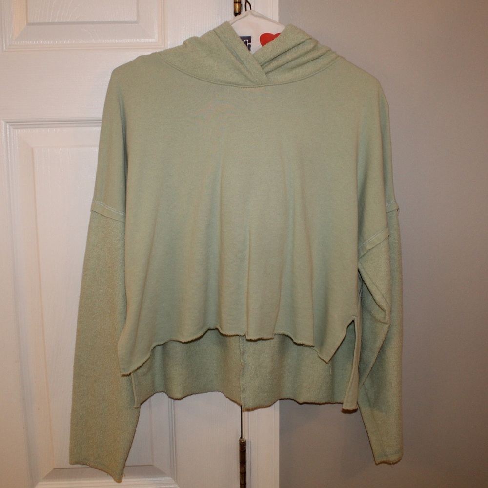 Seafoam Green Cropped Hoodie